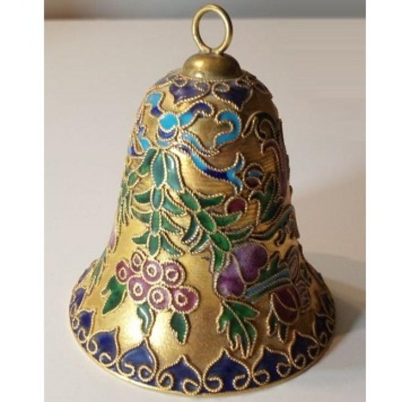 Vintage Cloisonne Bell with Enamel Floral Design - Picture 3 of 4